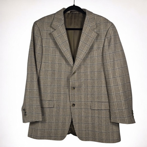 Ermenegildo Zegna Beecroft Bull Mens Wool‎ Houndstooth Blazer Jacket Size 54R